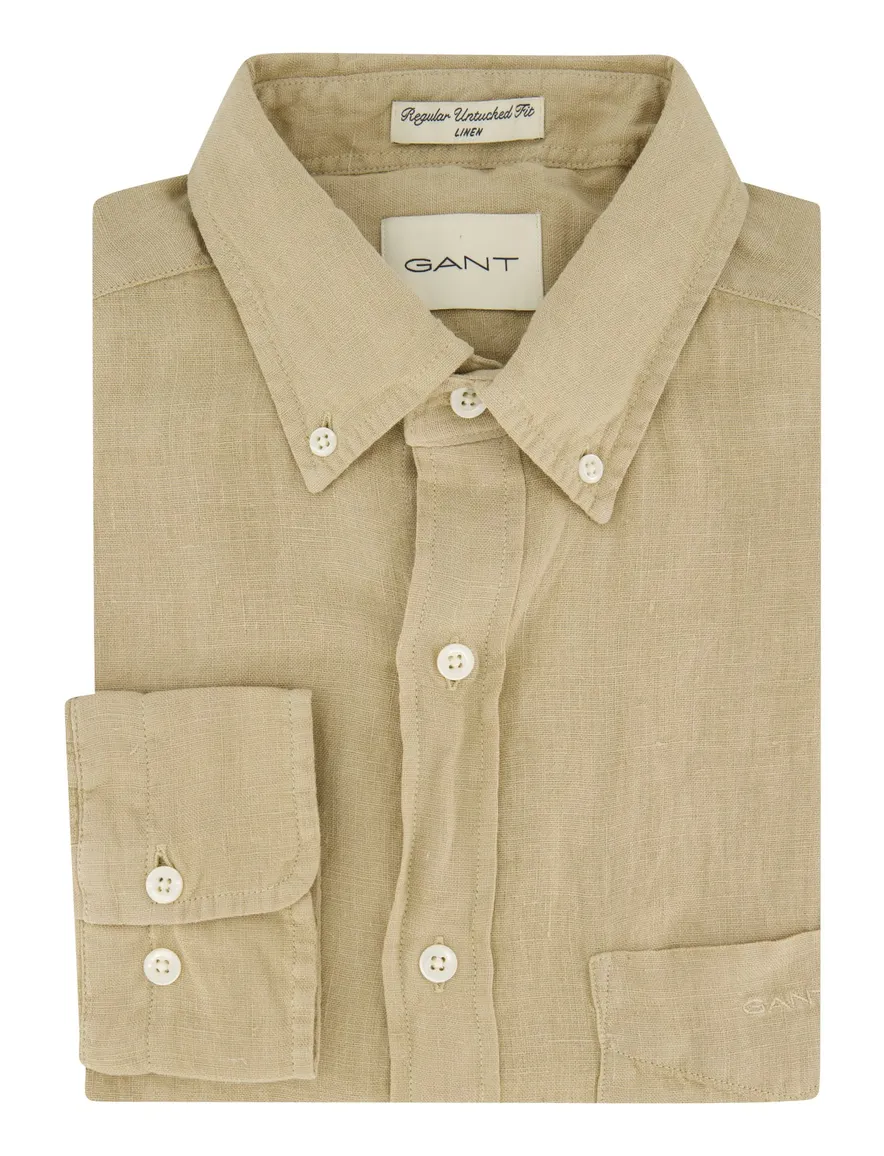 Gant overhemd regular fit beige linnen