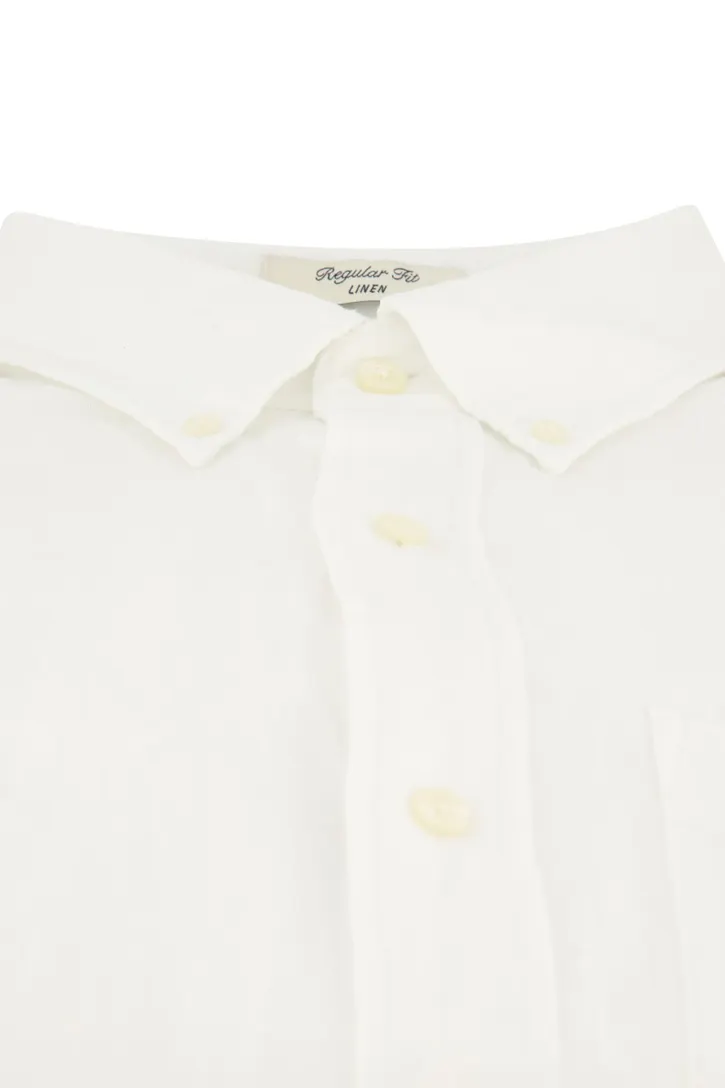 Gant casual regular fit overhemd wit linnen