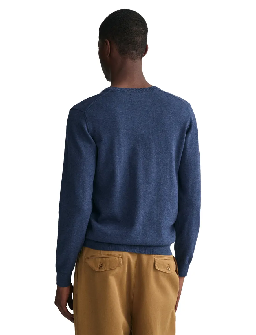 Gant trui regular fit katoen v-hals donkerblauw