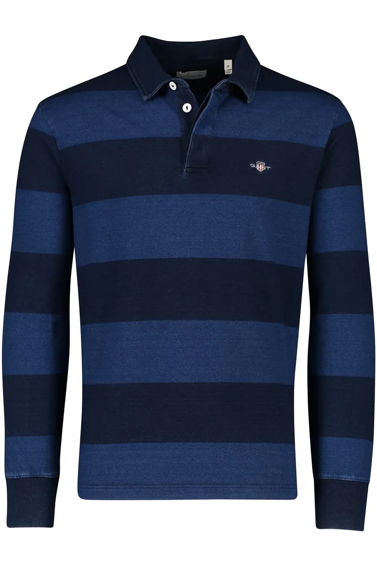 Gant trui 3-knoops gestreept rugby blauw katoen