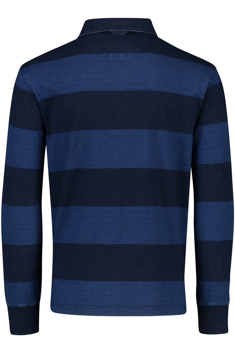Gant trui 3-knoops gestreept rugby blauw katoen