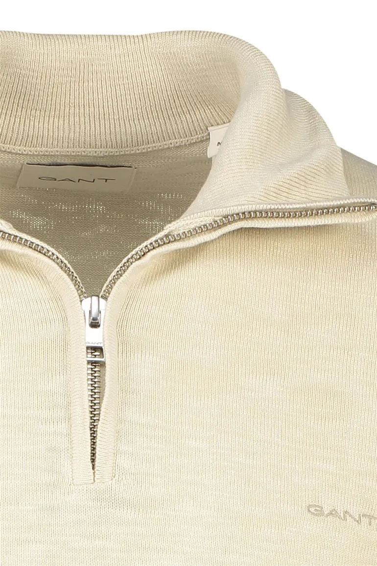 Gant trui beige gemeleerd half zip