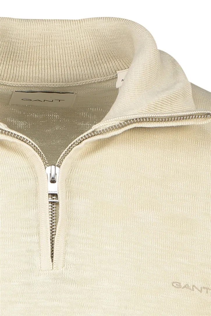 Gant trui half zip gemêleerd beige katoen