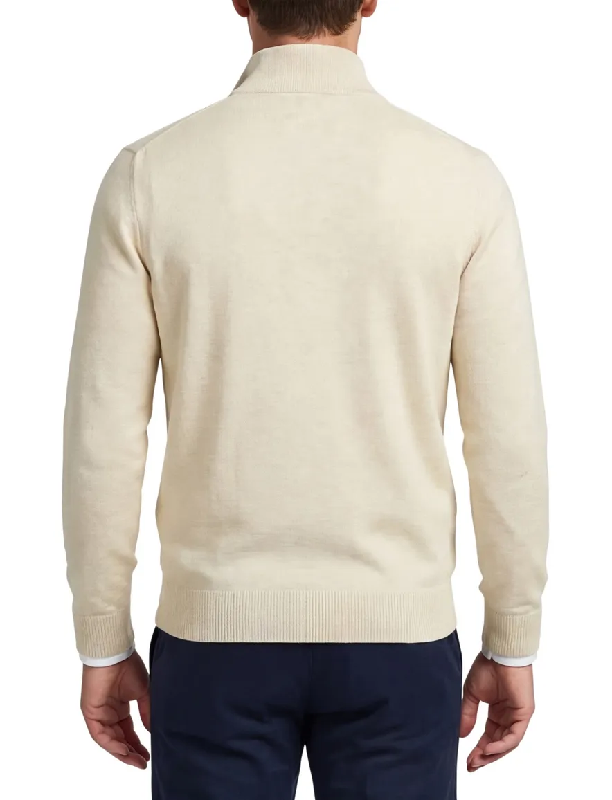 Gant trui beige gemeleerd half zip