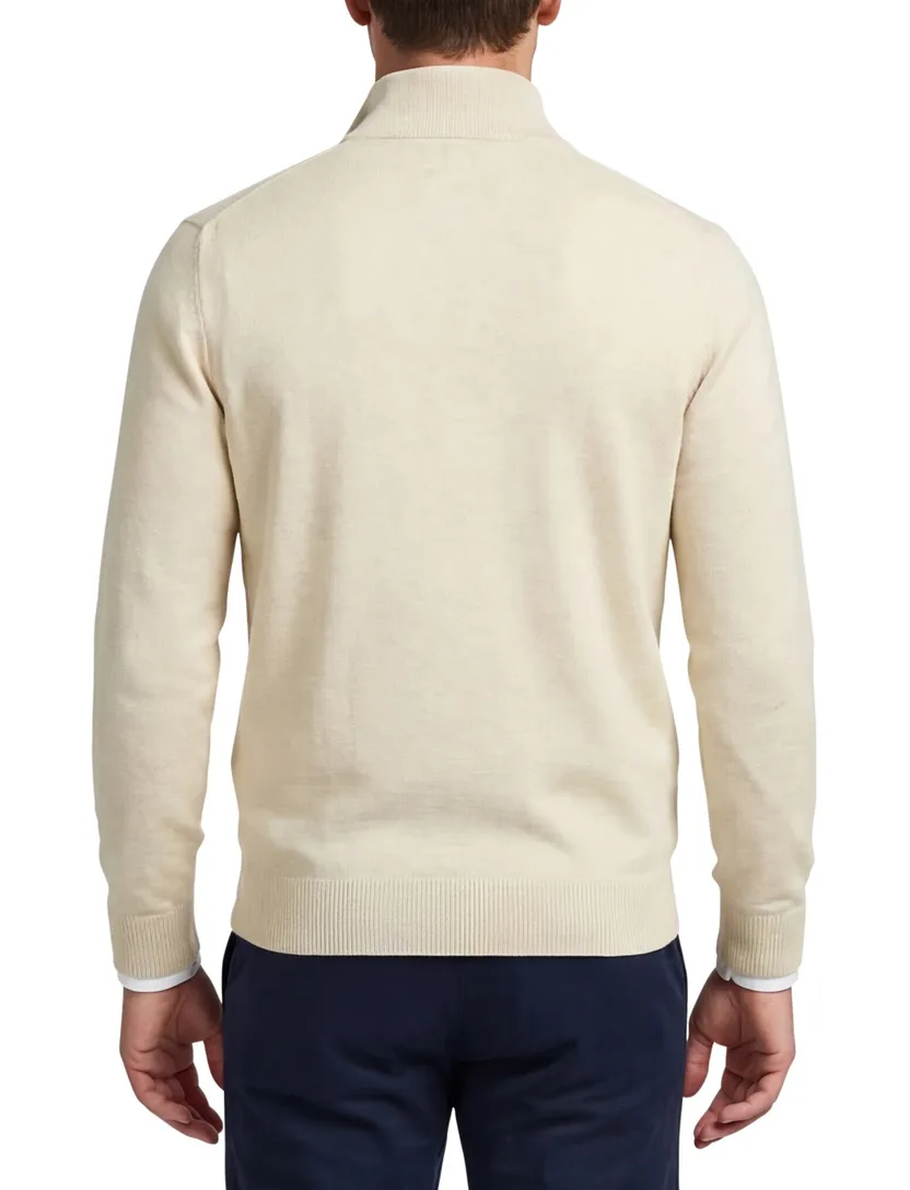 Gant trui half zip gemêleerd beige katoen