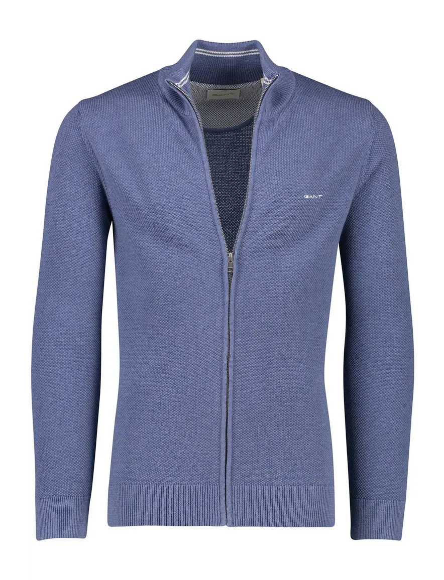 Gant vest ronde hals blauw katoen normale fit