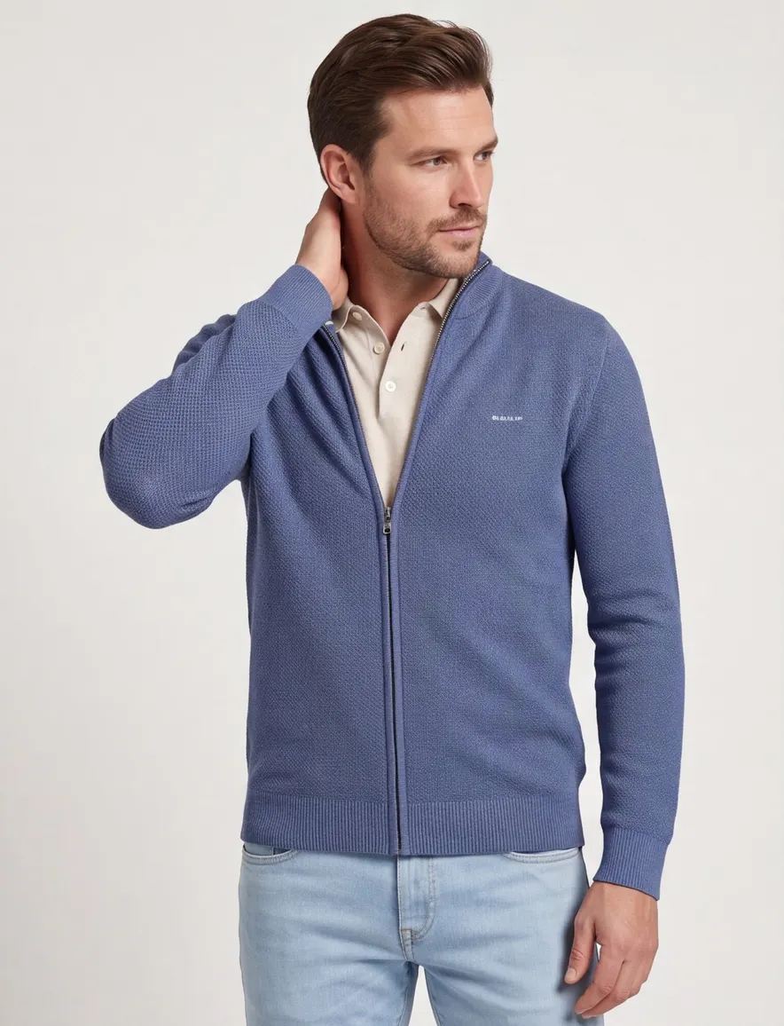 Gant vest ronde hals blauw katoen normale fit