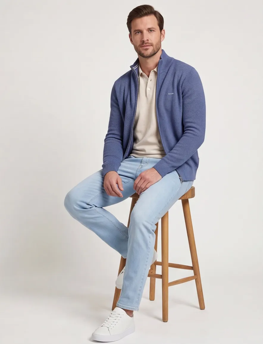 Gant vest ronde hals blauw katoen normale fit