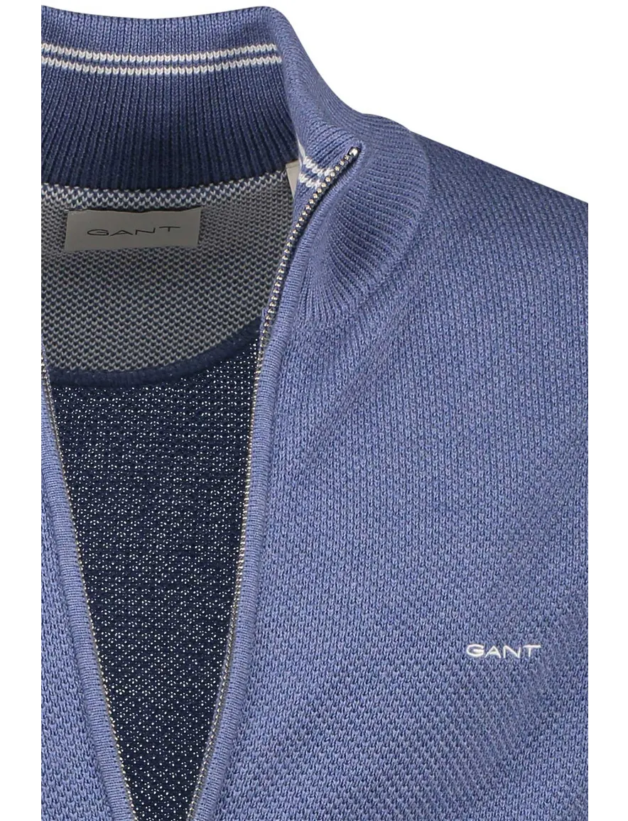 Gant vest ronde hals blauw katoen normale fit