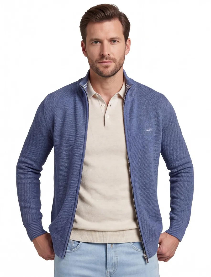 Gant vest ronde hals blauw katoen normale fit