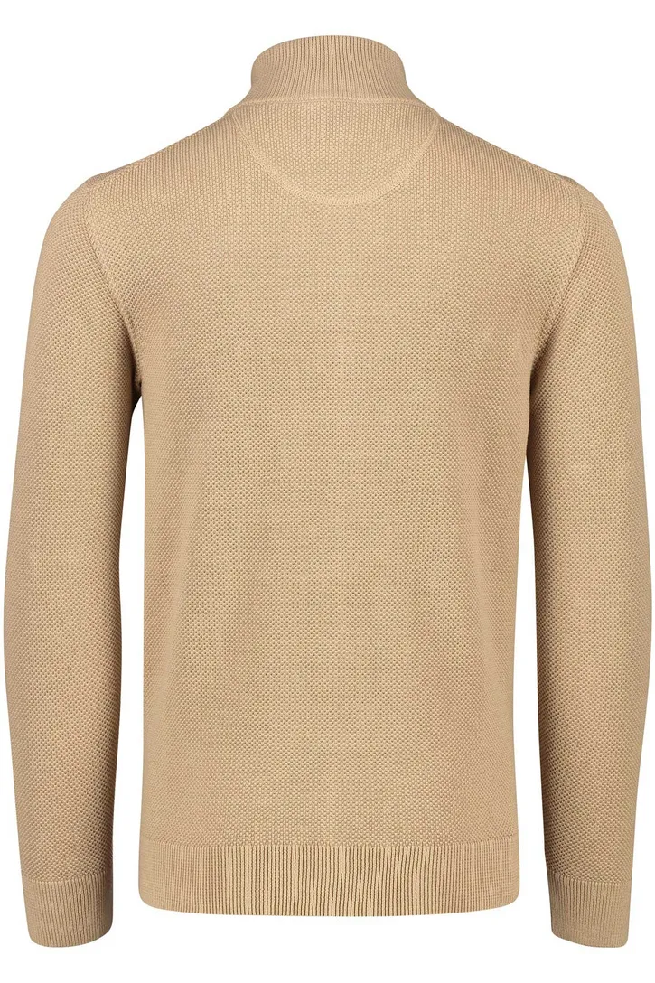 Gant vest camel rits effen katoen opstaande kraag normale fit