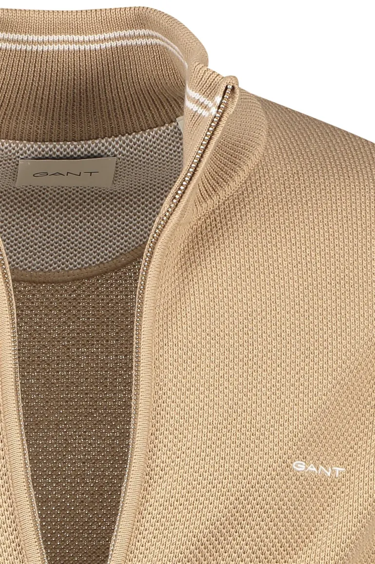 Gant vest bruin katoen