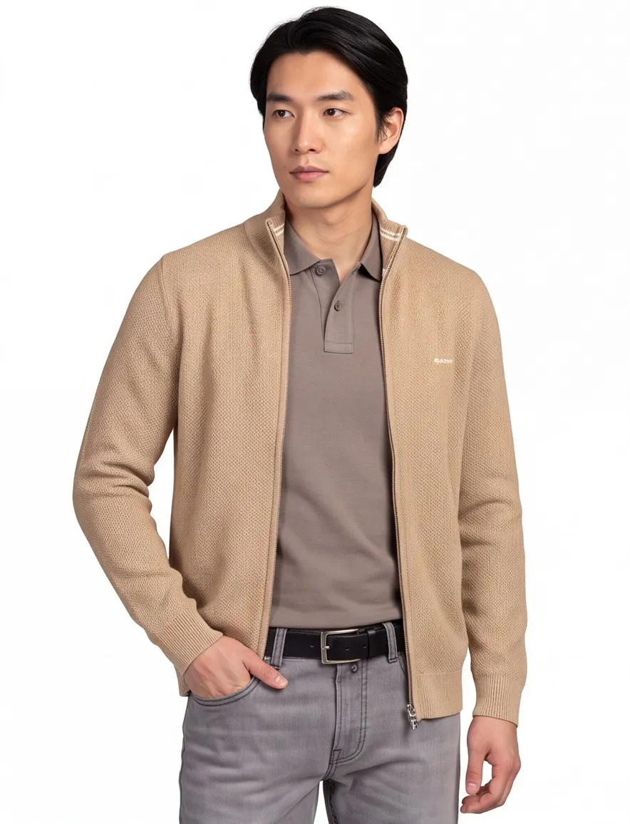Gant vest bruin katoen