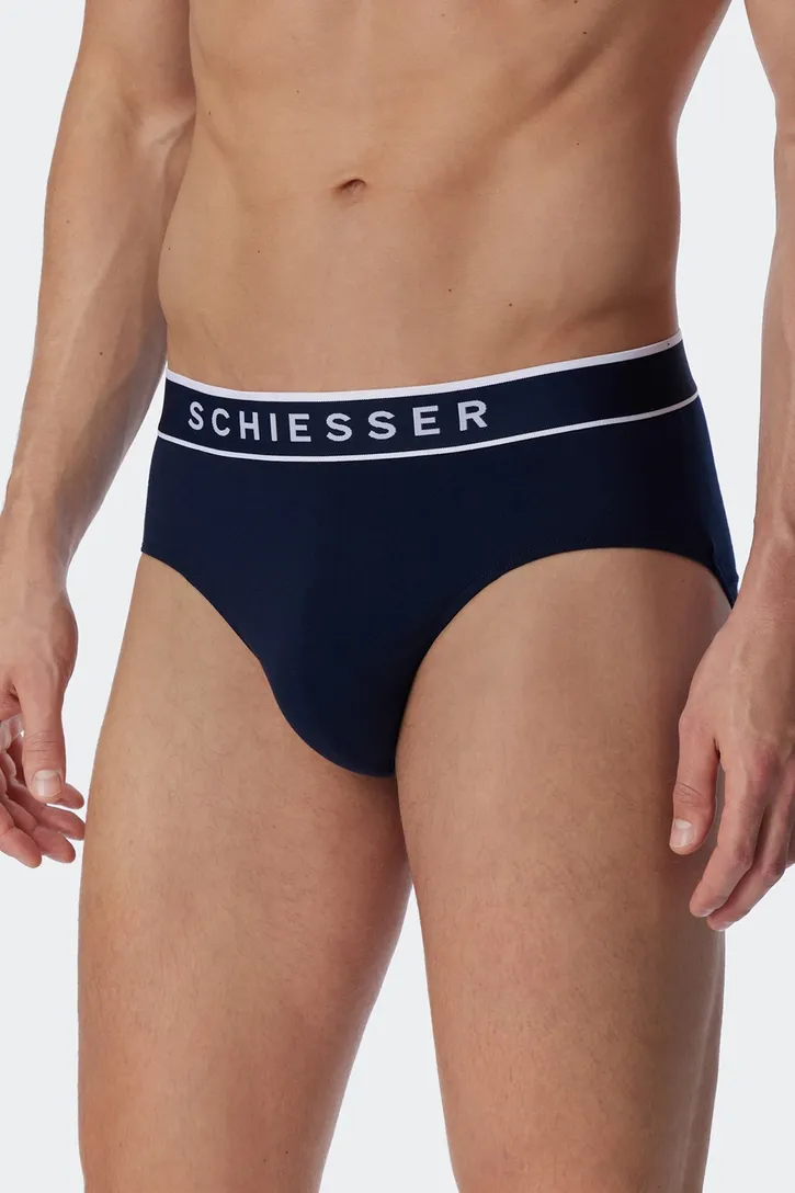 Katoenen Schiesser slip Rio donkerblauw 3-pack