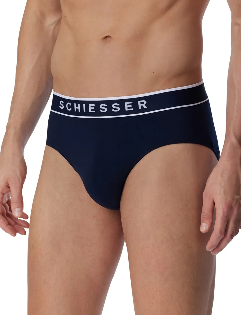 Katoenen Schiesser slip Rio donkerblauw 3-pack