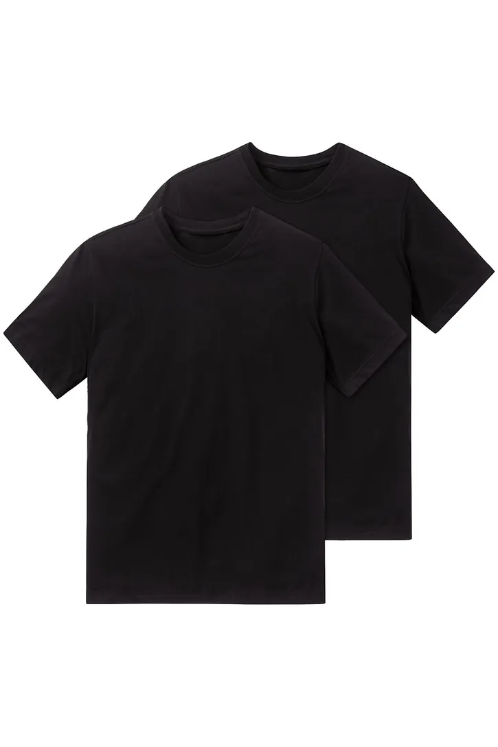 Zwart Schiesser t-shirt katoen 2-pack ronde hals
