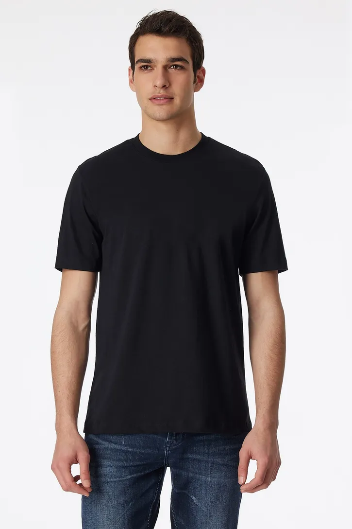 Zwart Schiesser t-shirt katoen 2-pack ronde hals