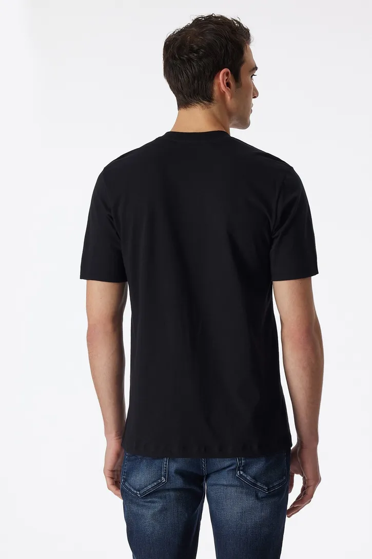 Zwart Schiesser t-shirt katoen 2-pack ronde hals