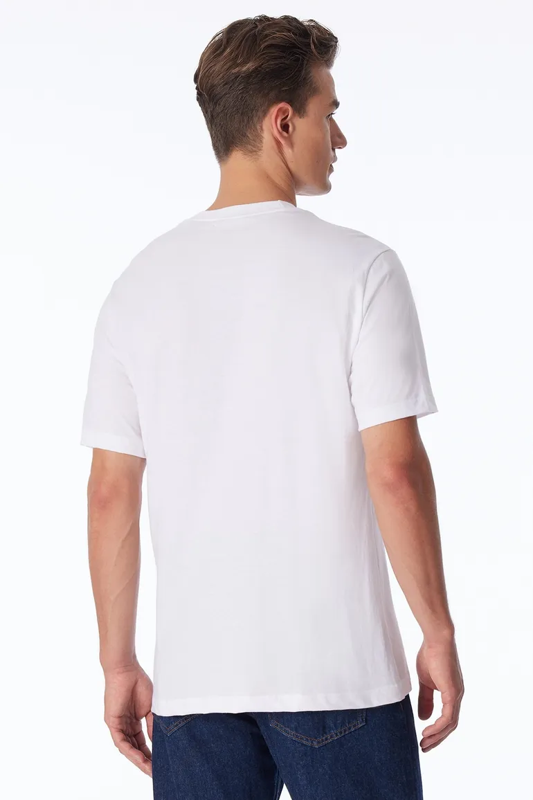 Schiesser katoenen t-shirt wit ronde hals 2-pack