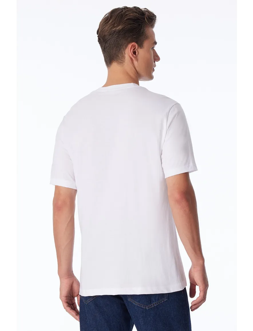 Schiesser katoenen t-shirt wit ronde hals 2-pack
