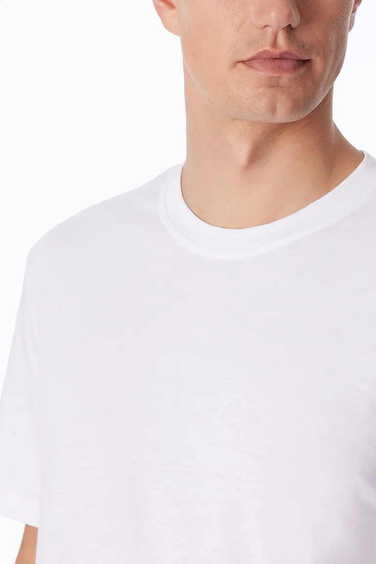 Schiesser katoenen t-shirt wit ronde hals 2-pack