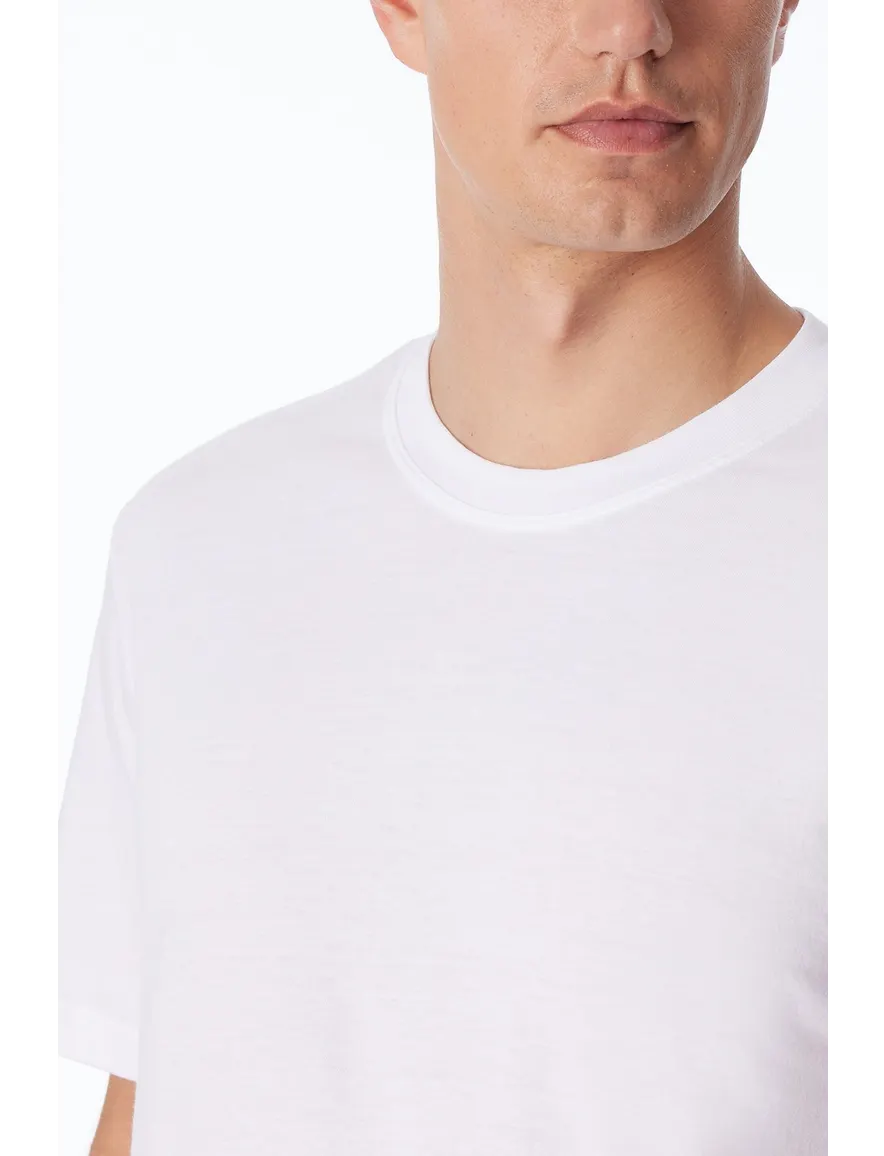 Schiesser katoenen t-shirt wit ronde hals 2-pack