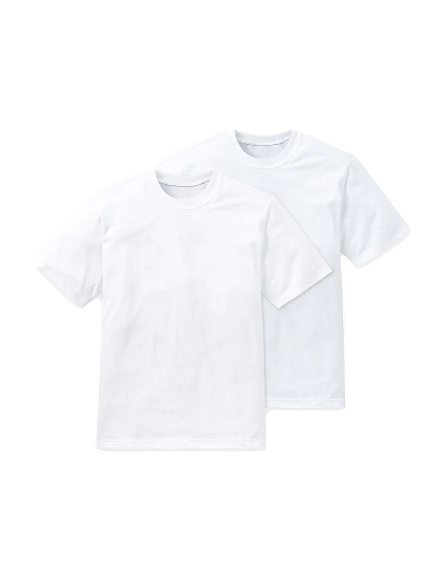 Schiesser katoenen t-shirt wit ronde hals 2-pack