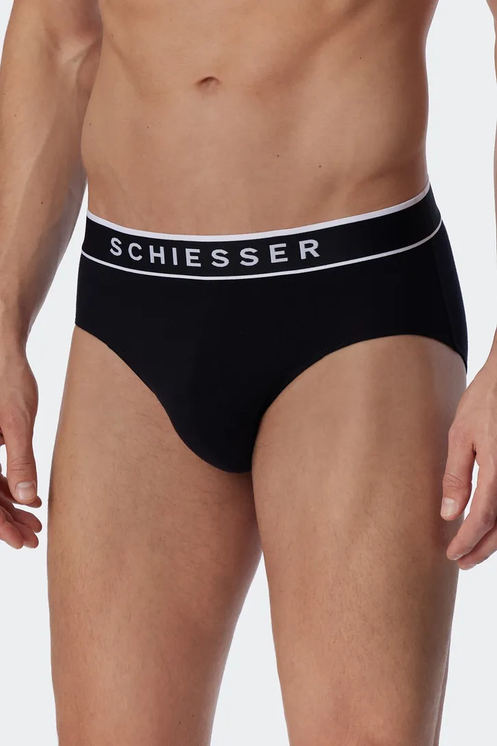 Schiesser 3-pack slip zwart katoen Rio