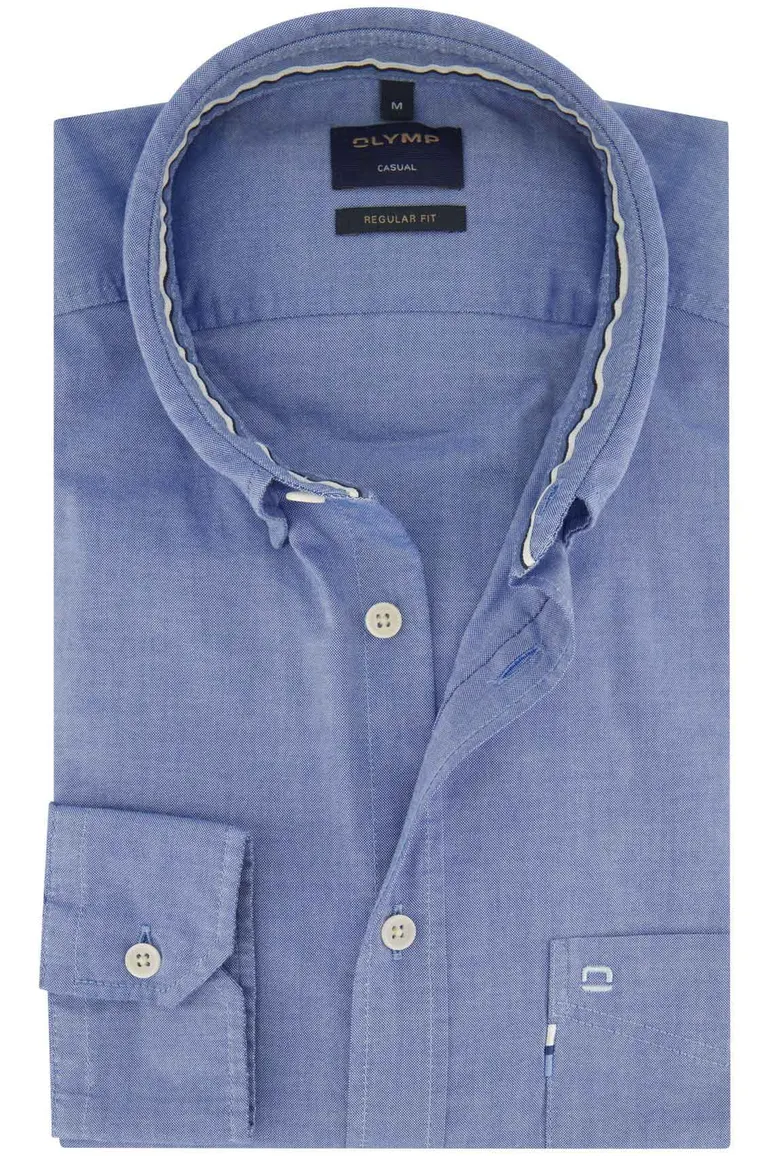 Olymp overhemd blauw regular fit uni
