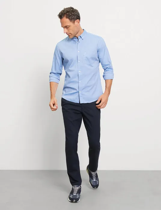 Olymp overhemd blauw regular fit uni