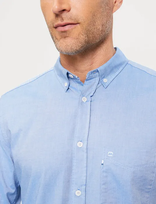 Olymp overhemd blauw regular fit uni