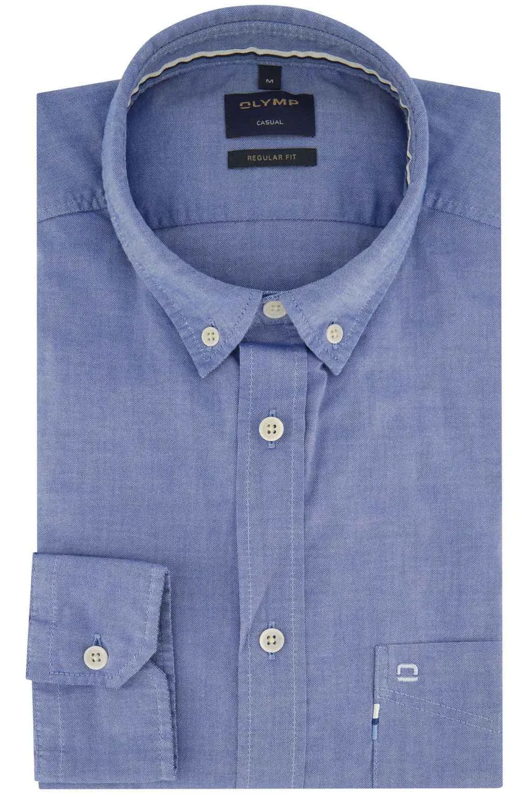 Olymp overhemd blauw regular fit uni