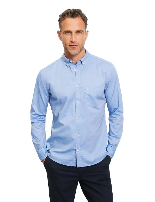 Olymp overhemd blauw regular fit uni