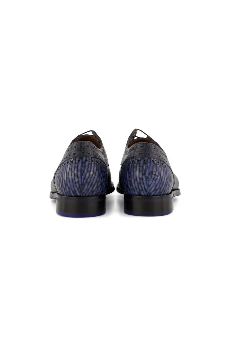 Floris van Bommel nette veterschoen navy structuur kalfsleer