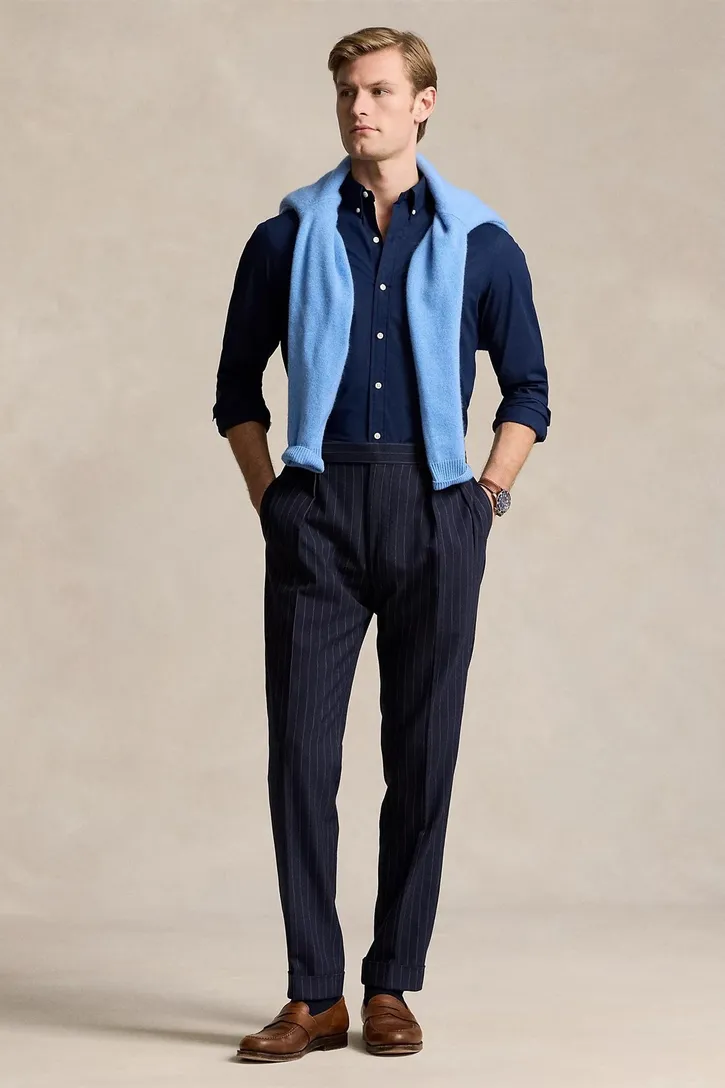 Polo Ralph Lauren donkerblauw slim fit overhemd katoen