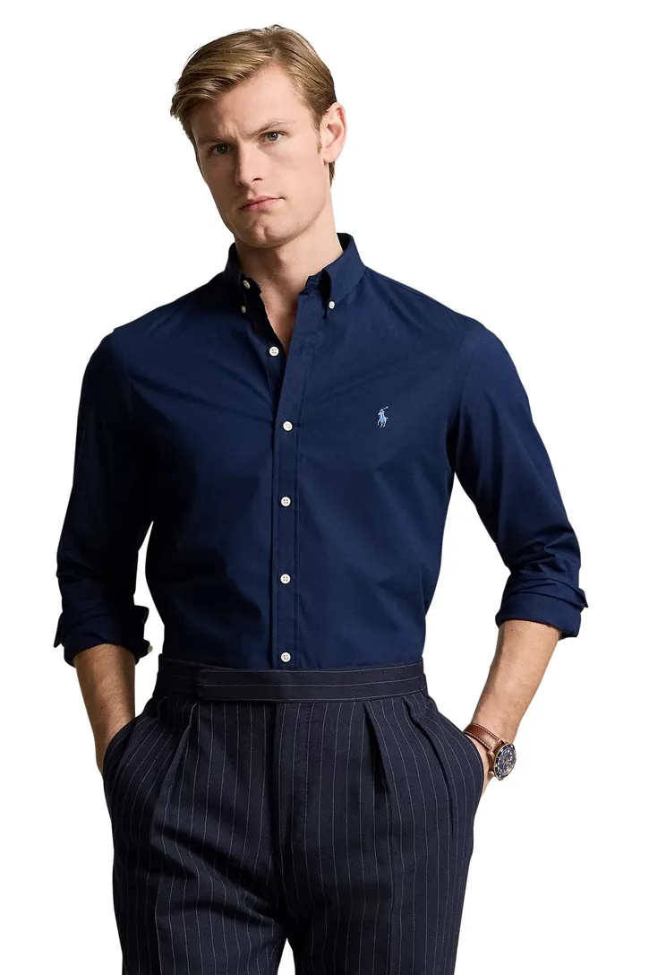 Polo Ralph Lauren donkerblauw slim fit overhemd katoen