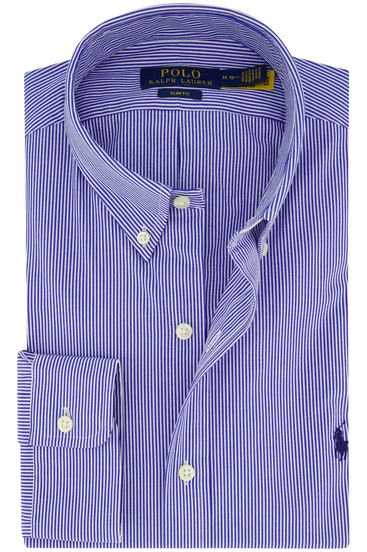 Polo Ralph Lauren slim fit overhemd blauw gestreept katoen