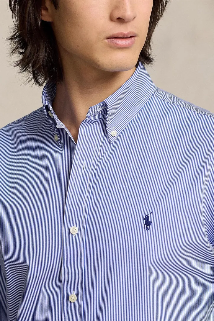 Polo Ralph Lauren slim fit overhemd blauw gestreept katoen