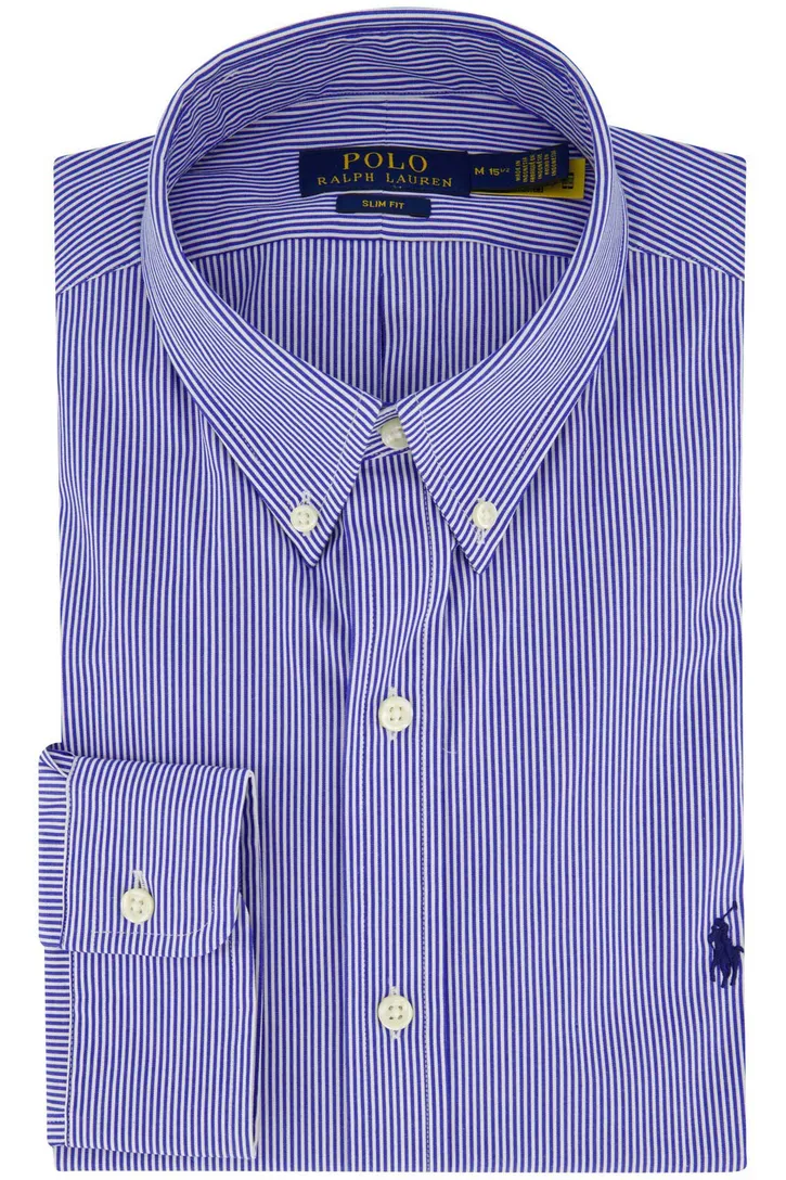 Polo Ralph Lauren slim fit overhemd blauw gestreept katoen