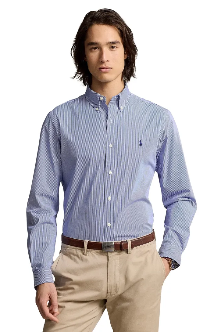 Polo Ralph Lauren slim fit overhemd blauw gestreept katoen