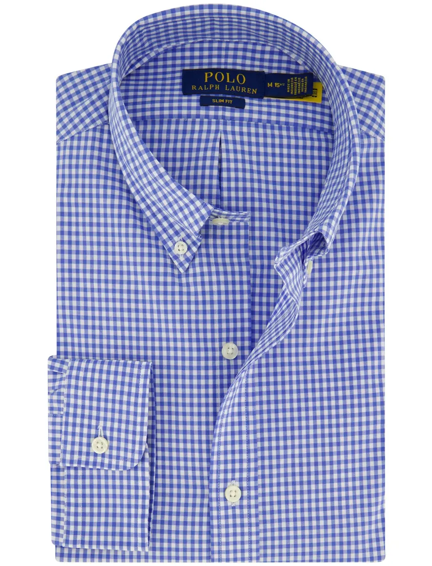 Polo Ralph Lauren blauw geruit slim fit katoenen overhemd
