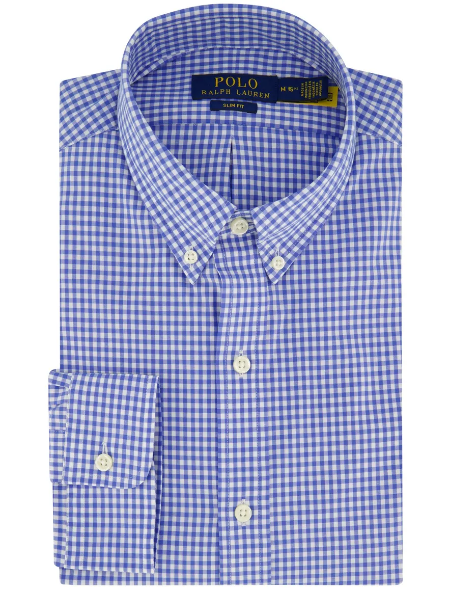 Polo Ralph Lauren blauw geruit slim fit katoenen overhemd
