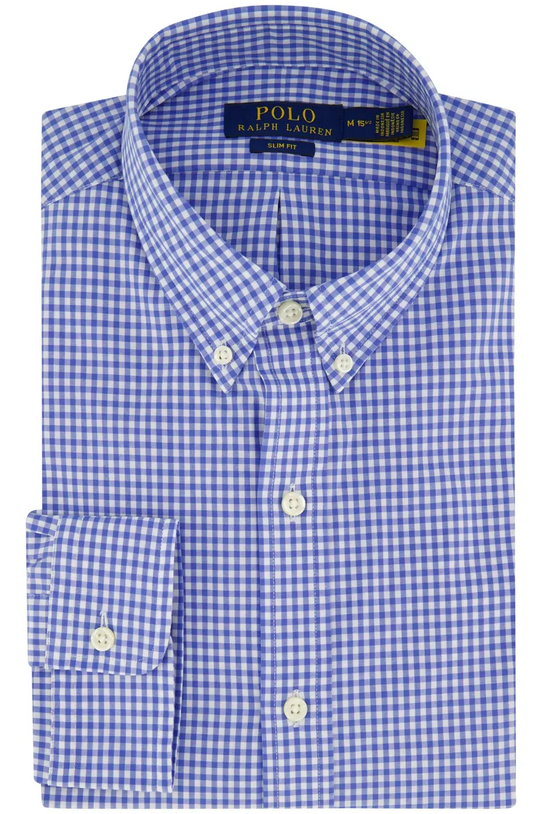 Polo Ralph Lauren overhemd blauw geruit slim fit