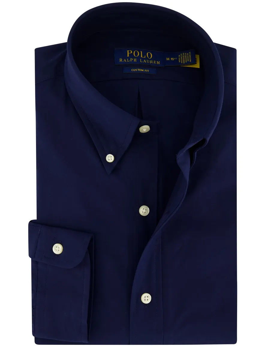 Polo Ralph Lauren casual overhemd normale fit donkerblauw effen katoen