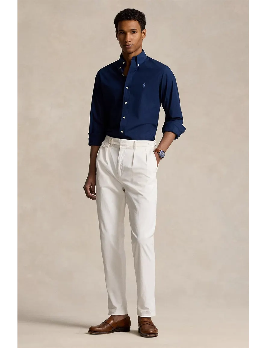 Polo Ralph Lauren casual overhemd normale fit donkerblauw effen katoen