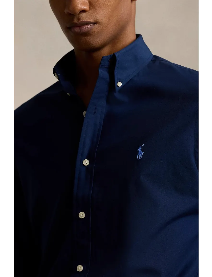 Polo Ralph Lauren casual overhemd normale fit donkerblauw effen katoen
