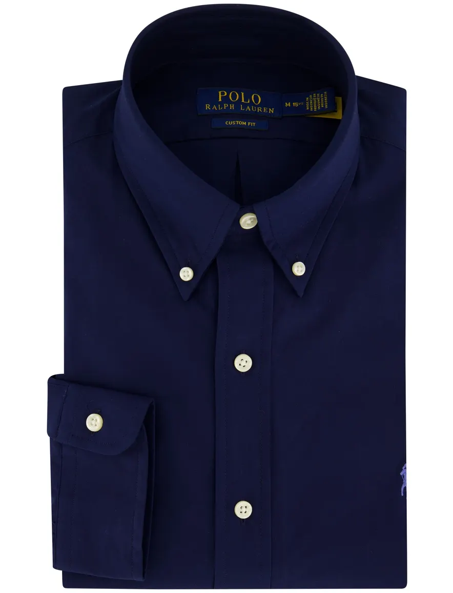 Polo Ralph Lauren casual overhemd normale fit donkerblauw effen katoen