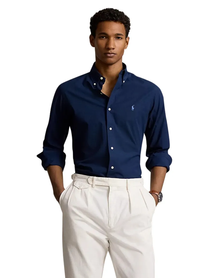 Polo Ralph Lauren casual overhemd normale fit donkerblauw effen katoen