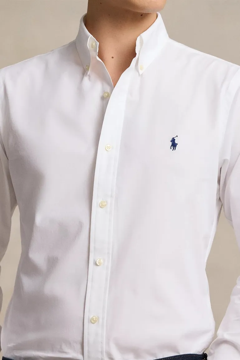 Polo Ralph Lauren overhemd normale fit wit effen met logo