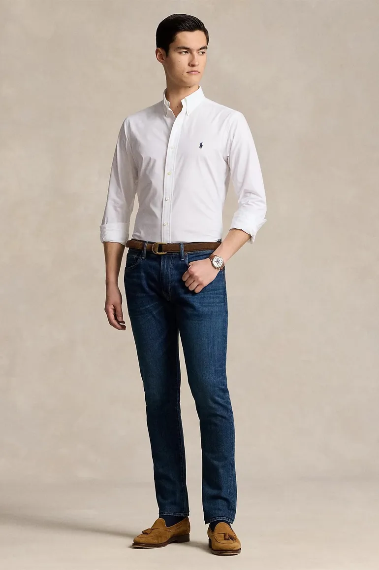Polo Ralph Lauren overhemd normale fit wit effen met logo